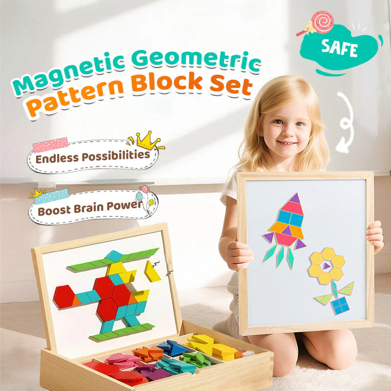 🎁Xmas Sale 50% OFF🔥Wooden Magnetic Pattern Block Puzzle Set🧩