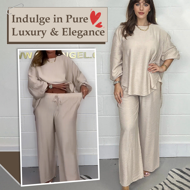 💝Women's Long Sleeve High Waisted Wide Leg Pants Suit