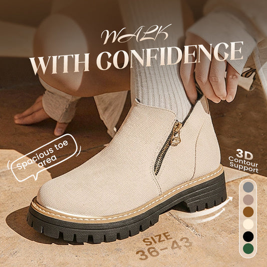 💜 Women's Round-Toe Ankle Boots with Side Zipper