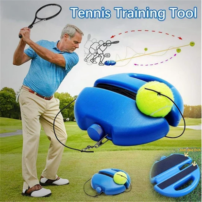 🎾50% OFF NOW! Rebound Tennis Trainer Kit with Stable Weighted Base – Adjustable Elastic Rope Self Practice Tennis Training Tool, Portable Solo Tennis Swing Accuracy Trainer for Indoor Outdoor Backyard
