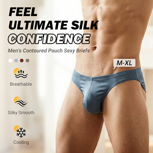 🔥Hot Deals - 50 % OFF📢📢Men's Low-Rise Contoured Pouch Sexy Briefs - Ice Silk Briefs with Contoured Support, Soft & Stretch