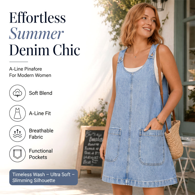 Women's Casual Denim Pinafore Dress