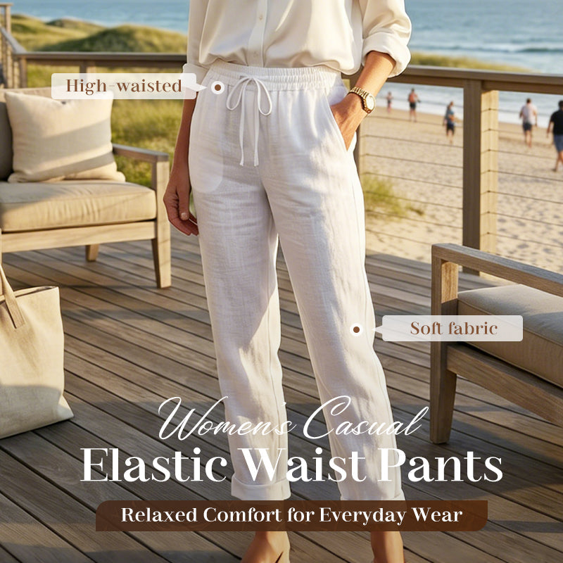 🌸New arrival 50% OFF!🏖️Women's Elastic Waist Cotton Linen Casual Pants
