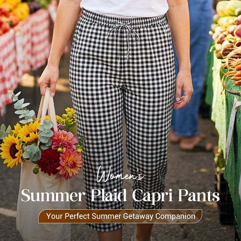 Women's Summer Plaid Capri Pants