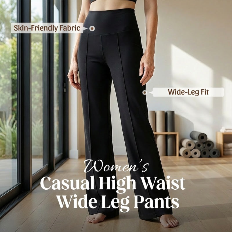 🧘‍♀️Women's High Waist Wide Leg Pants – Soft stretch fabric, gentle tummy control! Flattering fit for every shape. Easy pull-on, no tricky buttons.