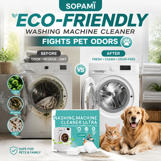 Eco-Friendly Washing Machine Cleaner Fights Pet Odors & Hair Build-Up for Fresh Clean Machines