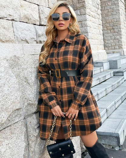 🔥2026 NEW SALES - 50% OFF🔥Women's Button Down Flannel Shirts Plaid Shacket Collared Long Jacket Coats