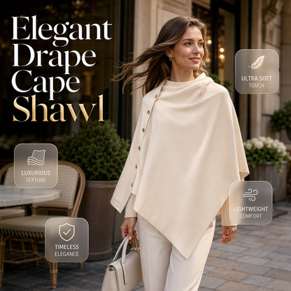 Women's Cozy Asymmetrical Poncho with Button Details