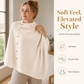 Women's Cozy Asymmetrical Poncho with Button Details