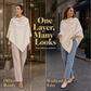 Women's Cozy Asymmetrical Poncho with Button Details