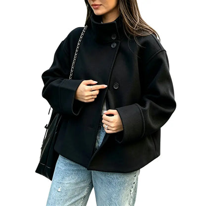 Women's Stand Collar Single-Breasted Short Coat