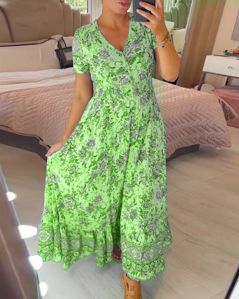📢📢50% OFF!!⏰Floral Print V-neck Dress