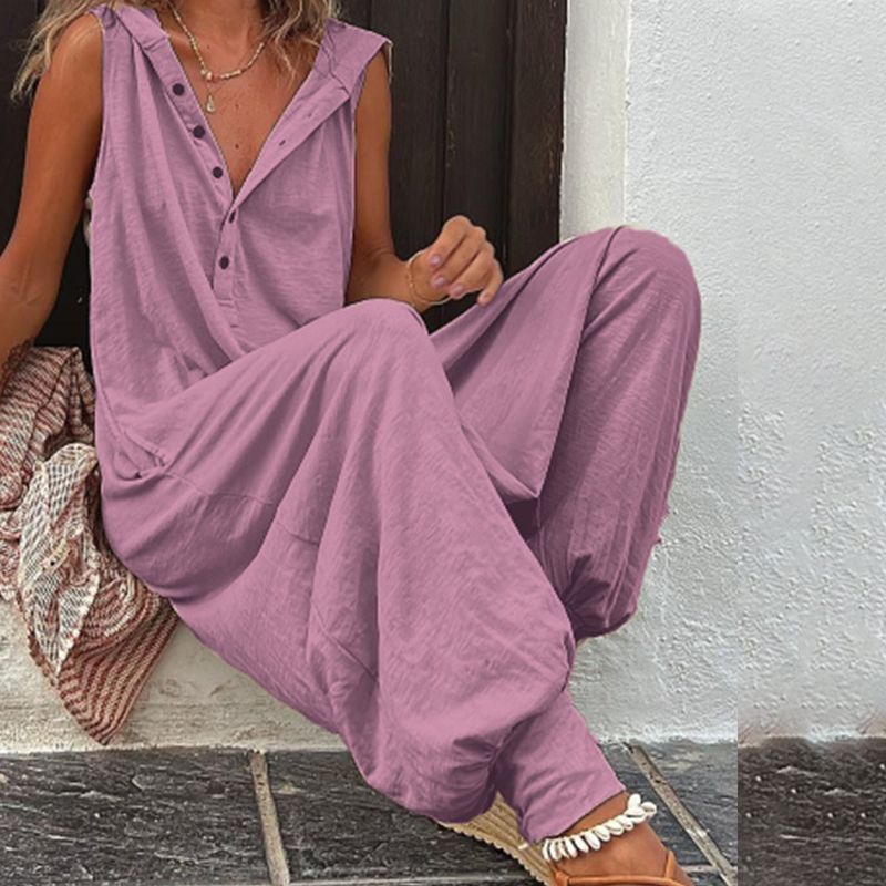 🌸 50% OFF NOW! 🌿 Women's Relaxed Hooded Sleeveless Jumpsuit – Soft fabric, side pockets & flowy fit – Perfect for casual & summer days ☀️