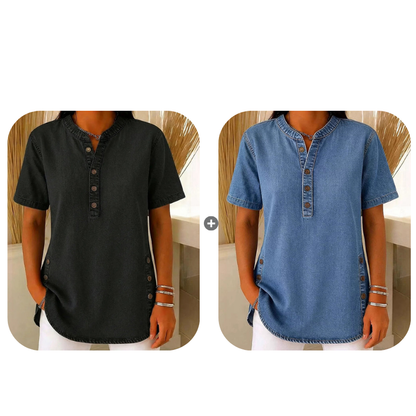 Women's Breathable Casual Denim Look Top