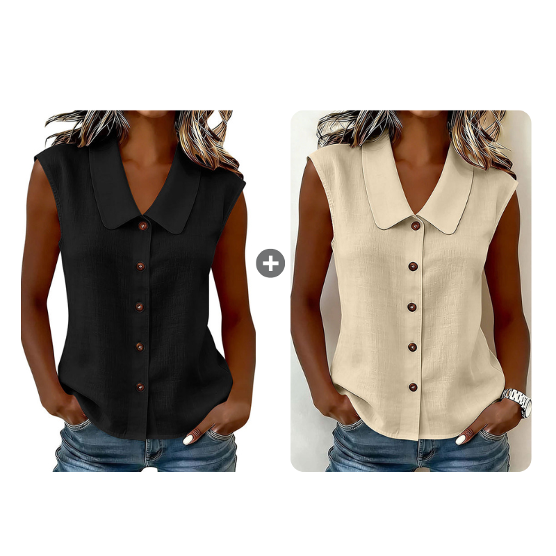 Women’s V-Neck Button-Down Top