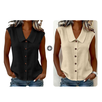 Women’s V-Neck Button-Down Top