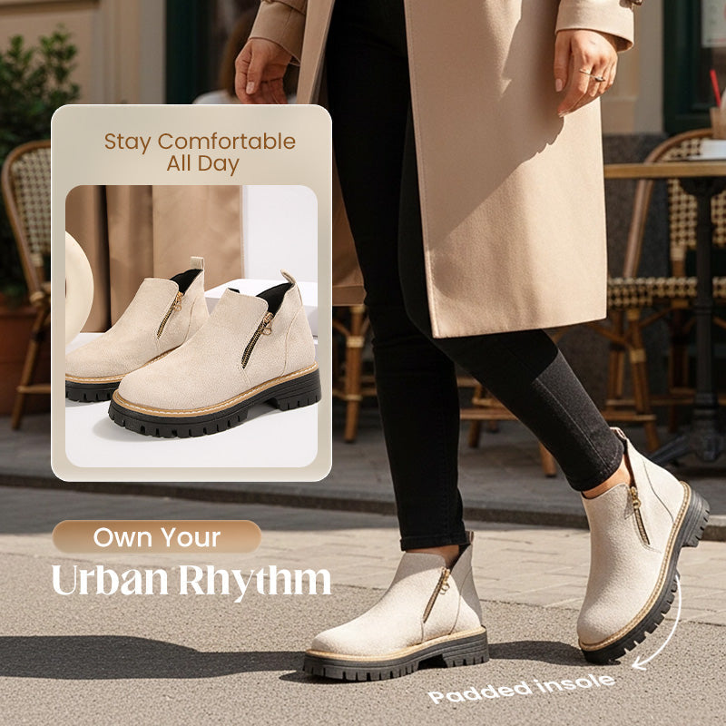 💜 Women's Round-Toe Ankle Boots with Side Zipper