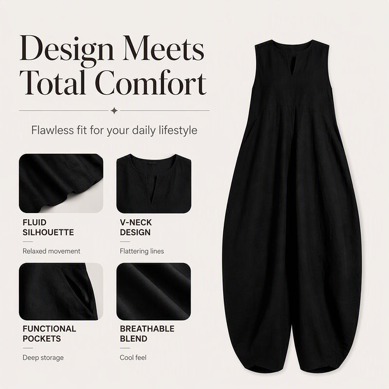 🌸Women's Sleeveless V-Neck Wide-Leg Jumpsuit with Pockets