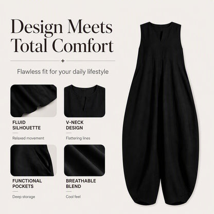 🌸Women's Sleeveless V-Neck Wide-Leg Jumpsuit with Pockets