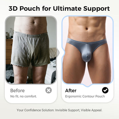 🔥Hot Deals - 50 % OFF📢📢Men's Low-Rise Contoured Pouch Sexy Briefs - Ice Silk Briefs with Contoured Support, Soft & Stretch