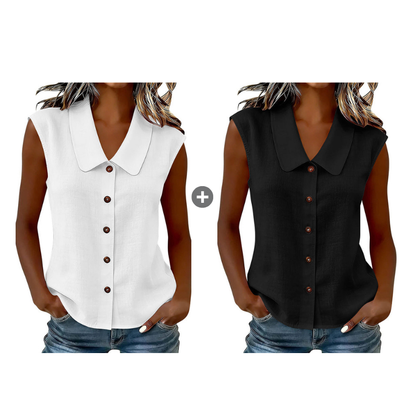 Women’s V-Neck Button-Down Top