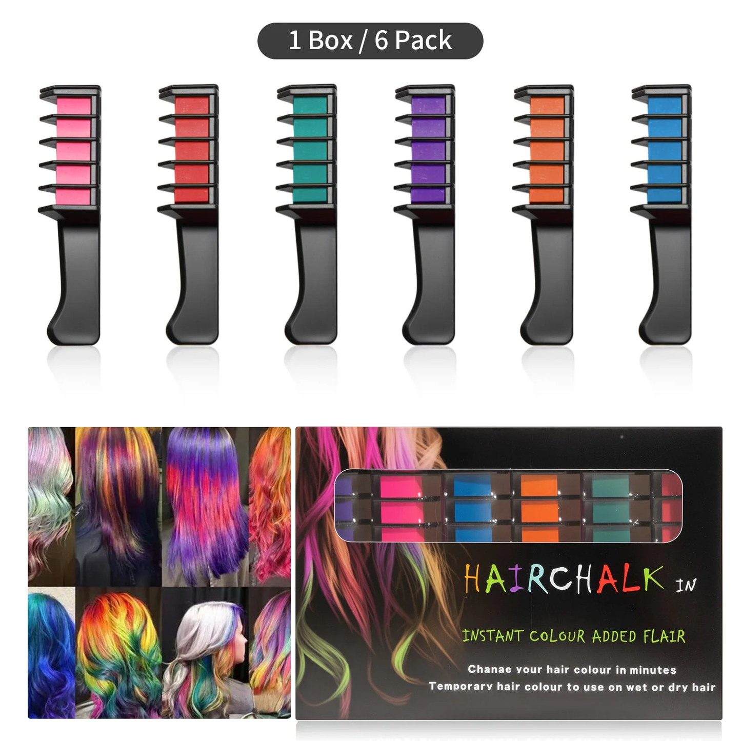 🎅Xmas Pre-sale-50% OFF✨Temporary Hair Dye Chalk Comb- Cruelty Free