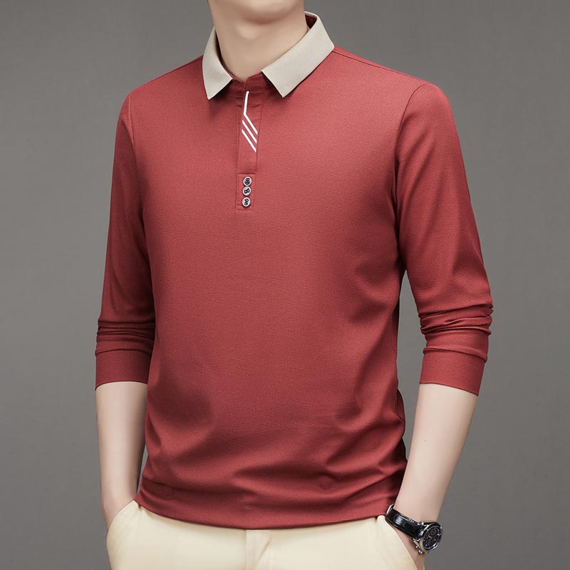 🔥Men's Business Casual Solid Color Lapel Base T-shirt