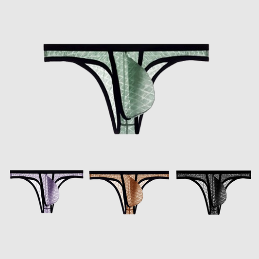 Men's Sexy Low-Rise Comfort Bikini Ice Silk Mesh Transparent Ultra-Thin Briefs