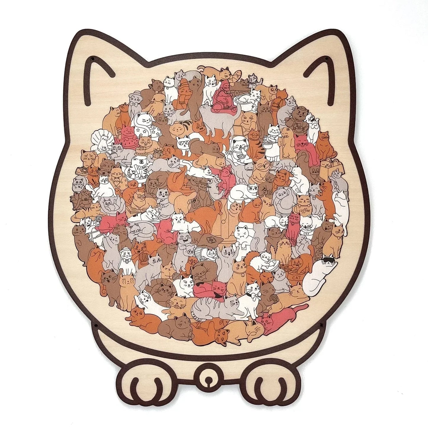 🎁Christmas Sale 64% OFF🎅135-Piece Morandi-Colored Cat Shaped Wooden Jigsaw Puzzle