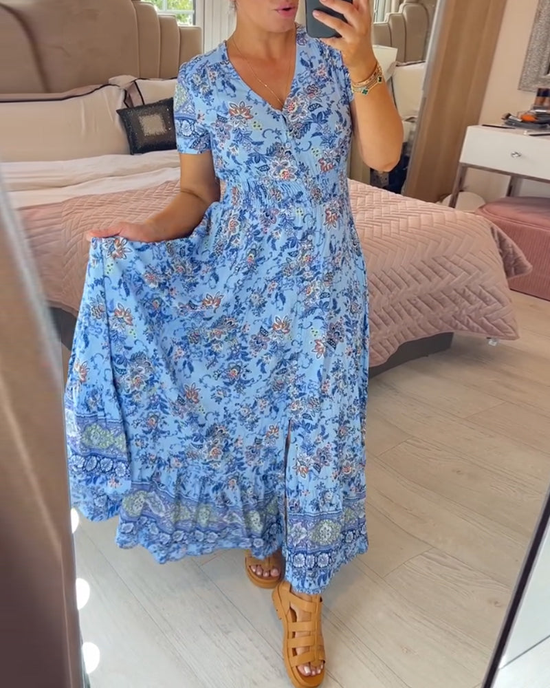 📢📢50% OFF!!⏰Floral Print V-neck Dress