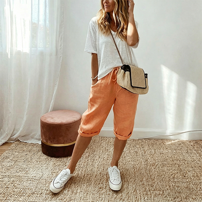 🌈🌈6 New Colours!👖Women's Casual Cotton Linen Capris