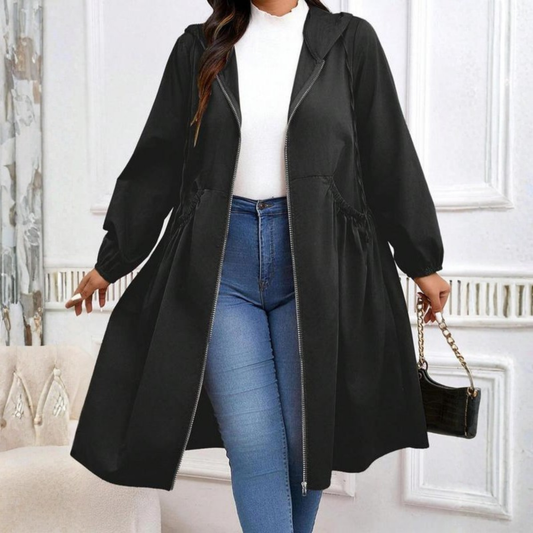 💖🧥Casual Plus Size Drawstring Zip-Up Long Sleeve Hooded Coat