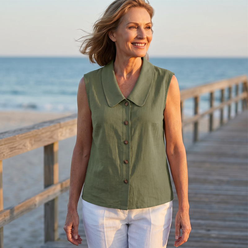 Women’s V-Neck Button-Down Top