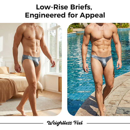 🔥Hot Deals - 50 % OFF📢📢Men's Low-Rise Contoured Pouch Sexy Briefs - Ice Silk Briefs with Contoured Support, Soft & Stretch