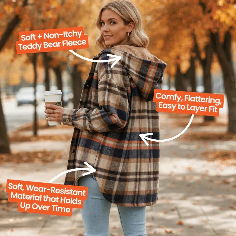 ⏳Limited-time 50% off⏰Women’s Classic Cozy Plaid Hooded Jacket🧥