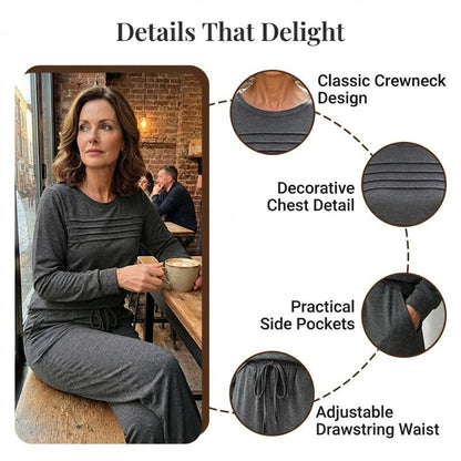 ⏳⏰Women's Crew Neck Top & Drawstring Pants Set👚👖