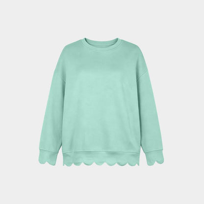 💖2026 Autumn’s Sale 70% OFF✨🍂Women's Crew Neck Wavy Scallop Oversized Sweatshirt