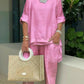 Women's casual plus size cotton blend set