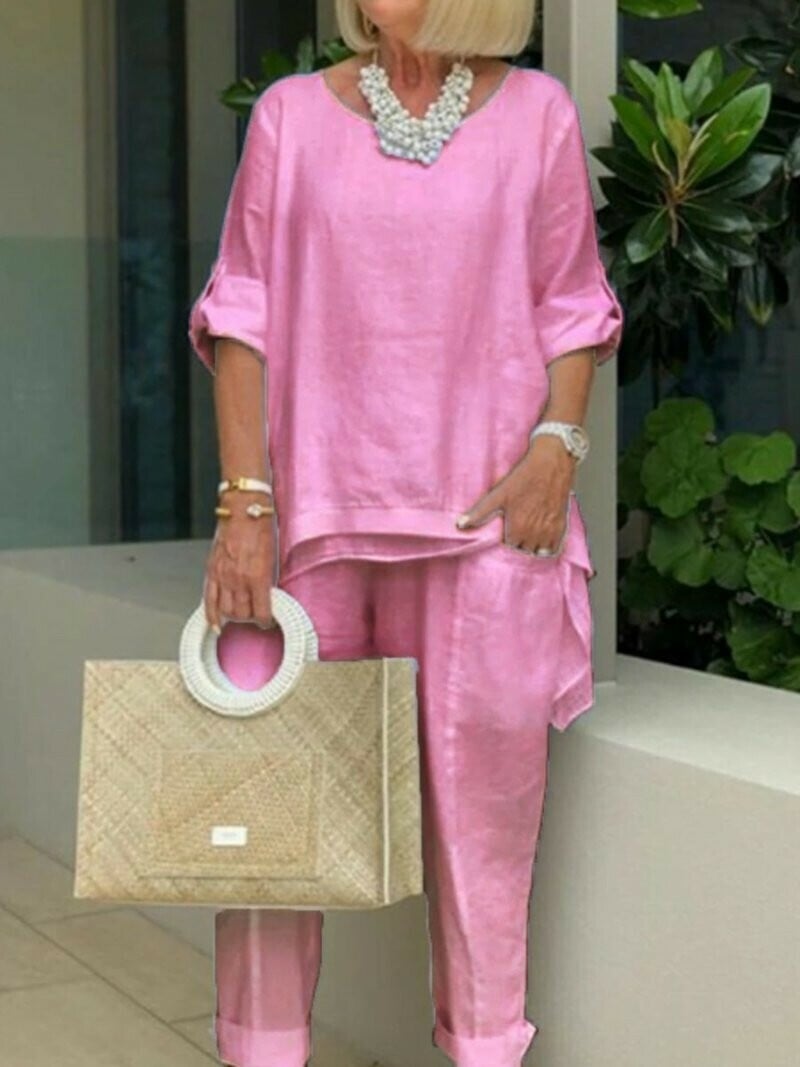 Women's casual plus size cotton blend set