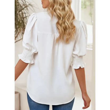 ✨💥Women's Elegant V-Neck Puff Sleeve Blouse