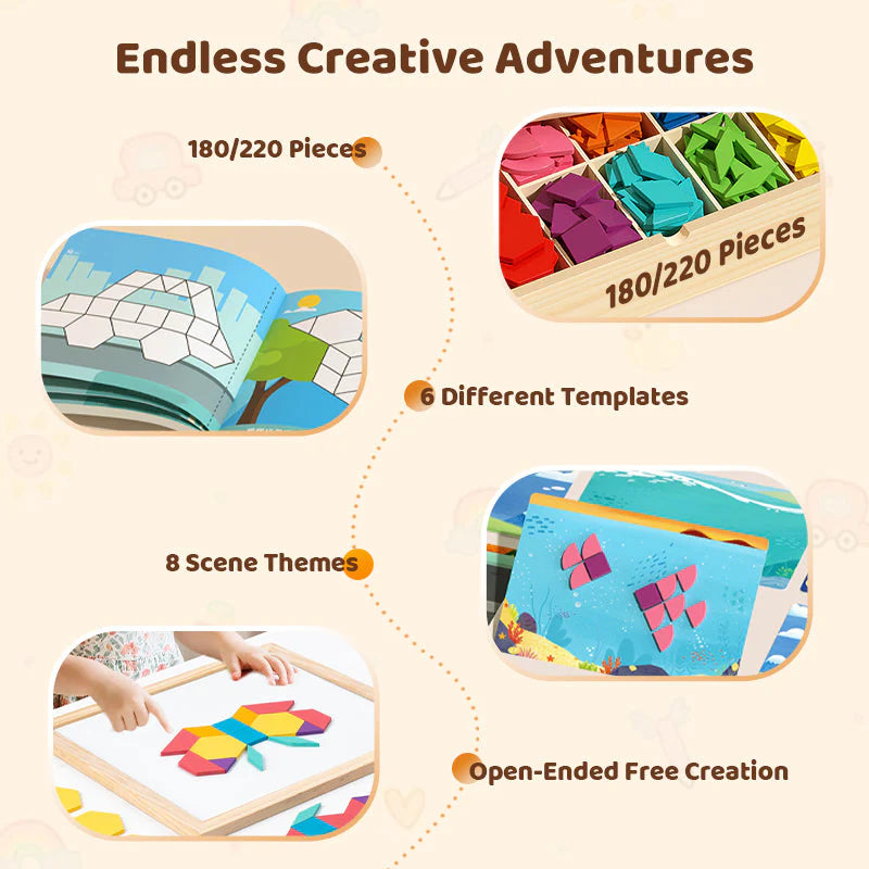 🎁Xmas Sale 50% OFF🔥Wooden Magnetic Pattern Block Puzzle Set🧩