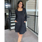 🍂2025 Autumn New Style⏰Women's Square Neck Lantern Sleeve Ribbed Dress