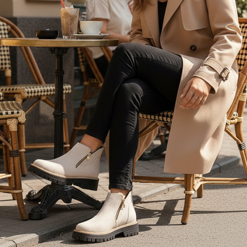 💜 Women's Round-Toe Ankle Boots with Side Zipper