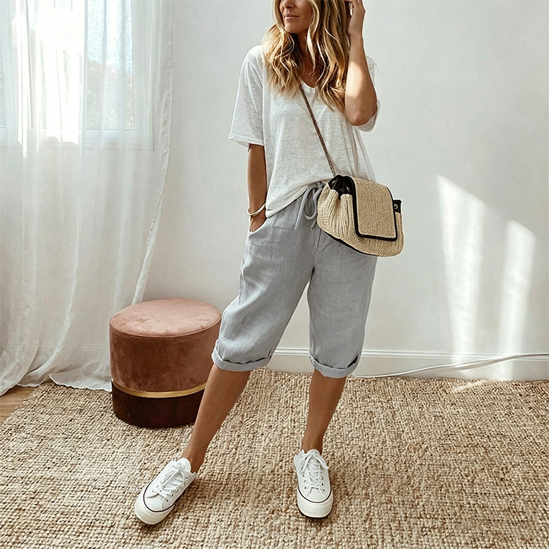 🌈🌈6 New Colours!👖Women's Casual Cotton Linen Capris