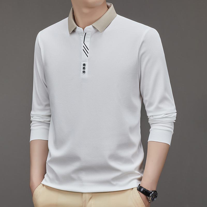 🔥Men's Business Casual Solid Color Lapel Base T-shirt