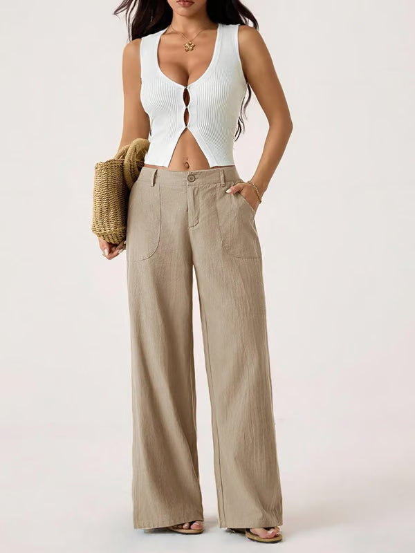 🔥LAST DAY 50% OFF ☀️🛍️Women's Summer Classical Cotton-Linen Lightweight Palazzo Pants