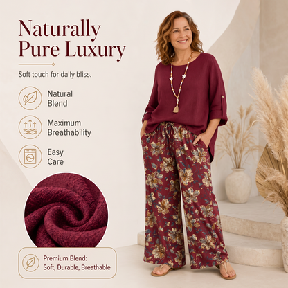 Women's Cotton Linen Half Sleeve Top ＆ Pants Set