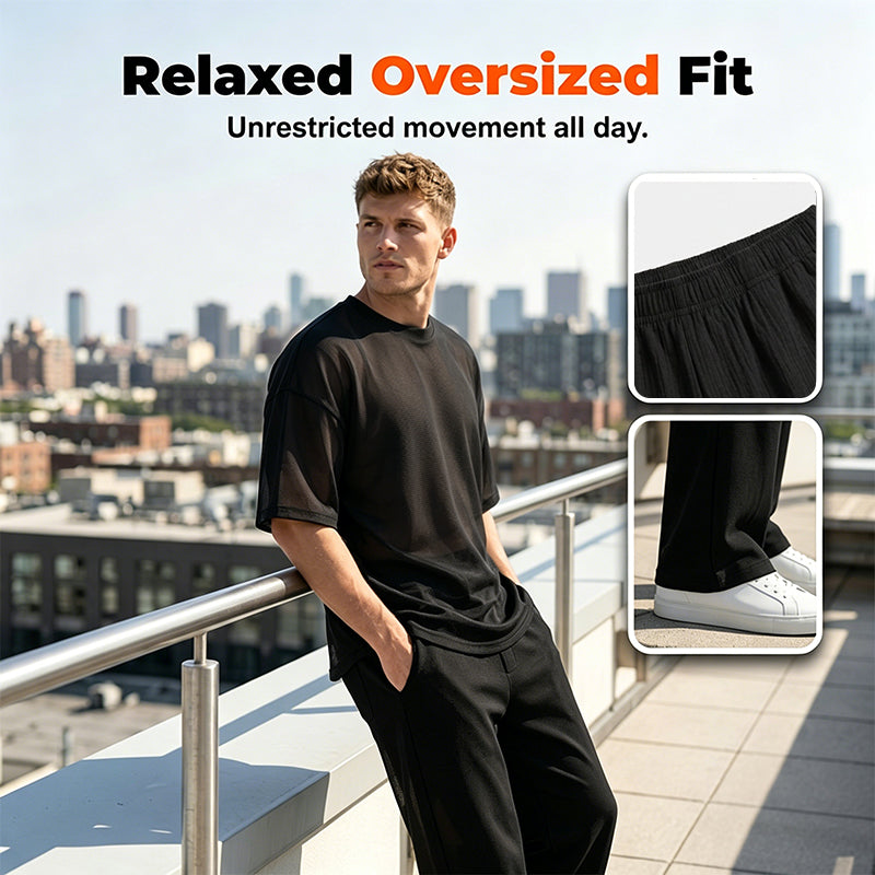 🥳SUMMER HOT SALE🥳💞50K+ SOLD!💥50% OFF! 🔥Men's T-Shirt & Wide-Leg Pants 2-Piece Set