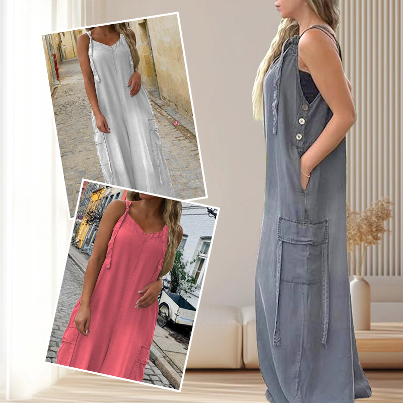 💕What should I wear tomorrow?💃Women's Loose Wide-Leg Jumpsuit with Pockets✨ Comfort Meets Effortless Style