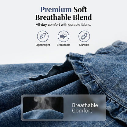 Women's Ruffle Trim Open-Front Denim Jacket